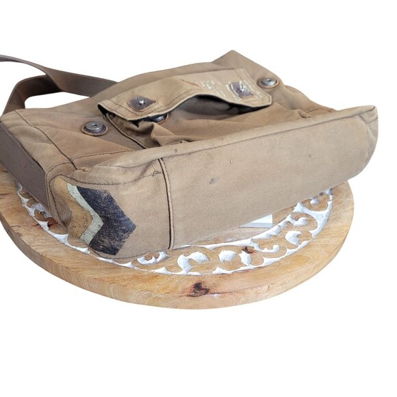 Fossil Vintage Issue No.574 Messenger Bag Canvas & Leather Olive Brown Adjustabl - Picture 14 of 16